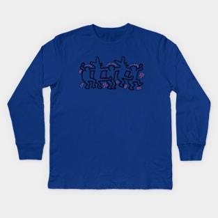 Vintage Keith Haring T-shirt | Wolf an People Dancing Kids Long Sleeve T-Shirt